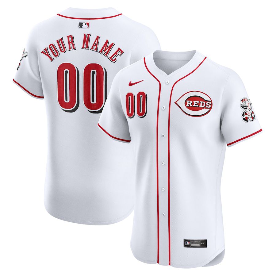 Men Cincinnati Reds Nike White Home Elite Custom MLB Jersey->customized mlb jersey->Custom Jersey